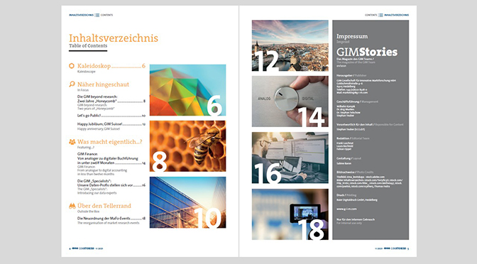 Ein Blick in die Inhaltsseite von „GIM Stories“. Bild: GIM.